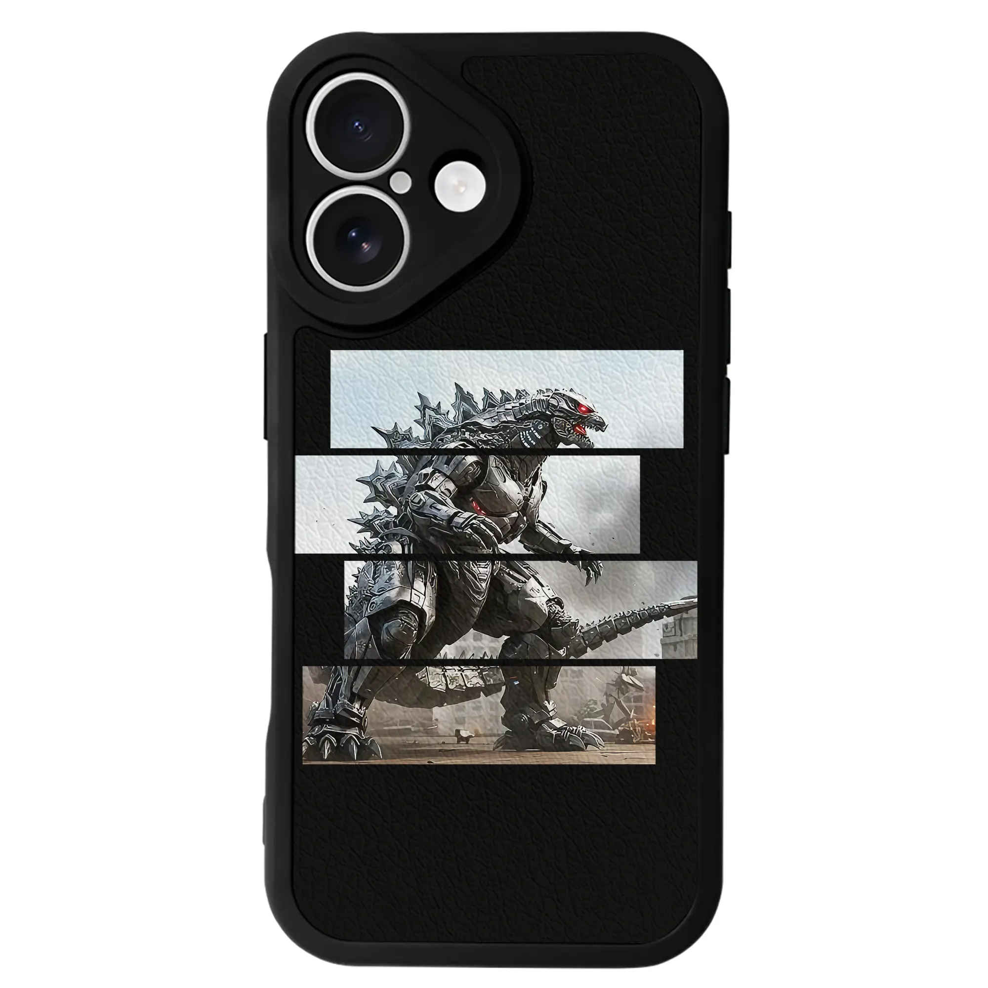 ゴジラ グッズ,メカゴジラ - IPhone 16シリーズ対応 ・ シリコンスマホケース ・ レザー調 ・ 高精度フィット ・ 耐衝撃 ・ ワイヤレス充電対応 ・ 精密カット